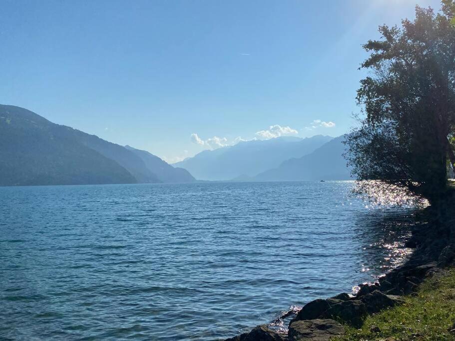 Herrlicher Blick Auf Berge Und See Faulensee Eksteriør billede